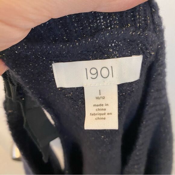 1901 Metallic thread Crop Balloon Sleeve Wool Blend tie back Sweater girls 10/12 - Picture 6 of 7